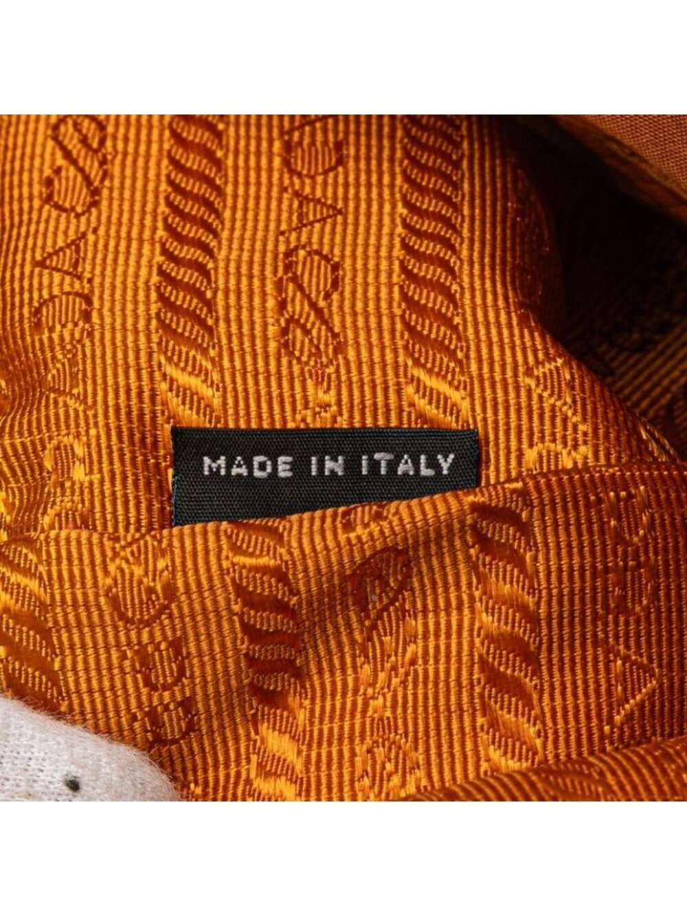 Prada Tote Shoulder Bag Orange Leather Nylon Jacquard 1 - Picture 8 of 9